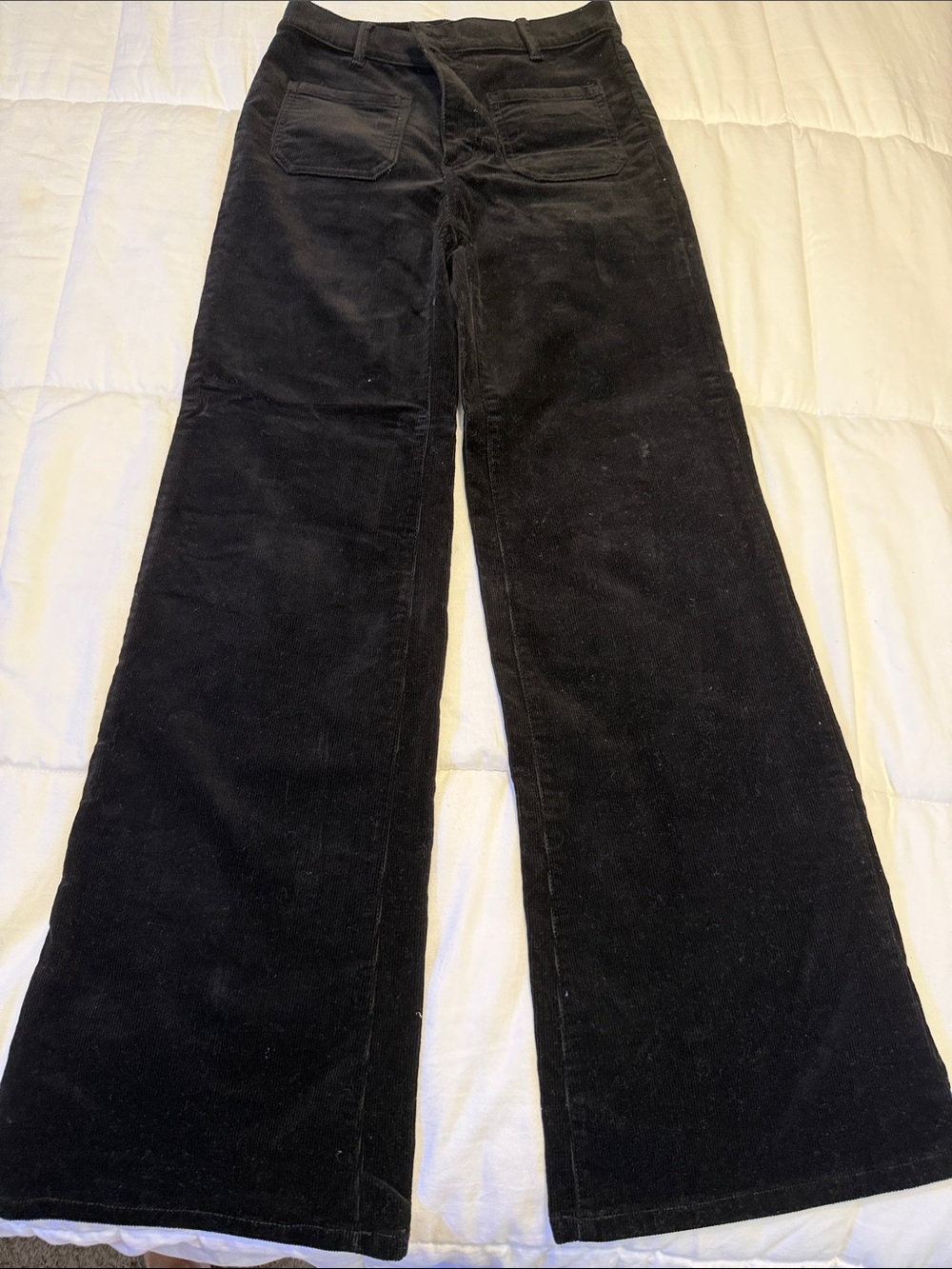 Ann Taylor Black Wide-Leg Corduroy Pants size O